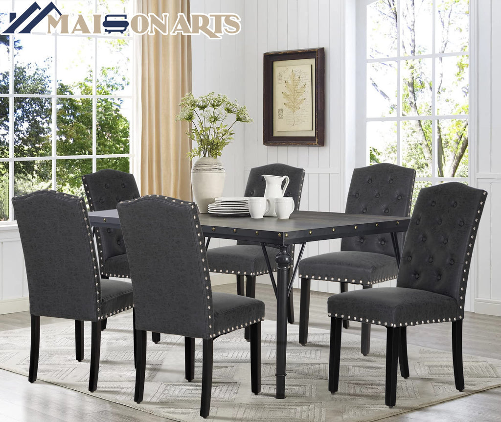 Black Faux Leather Dining Chairs Set of 2 C8983