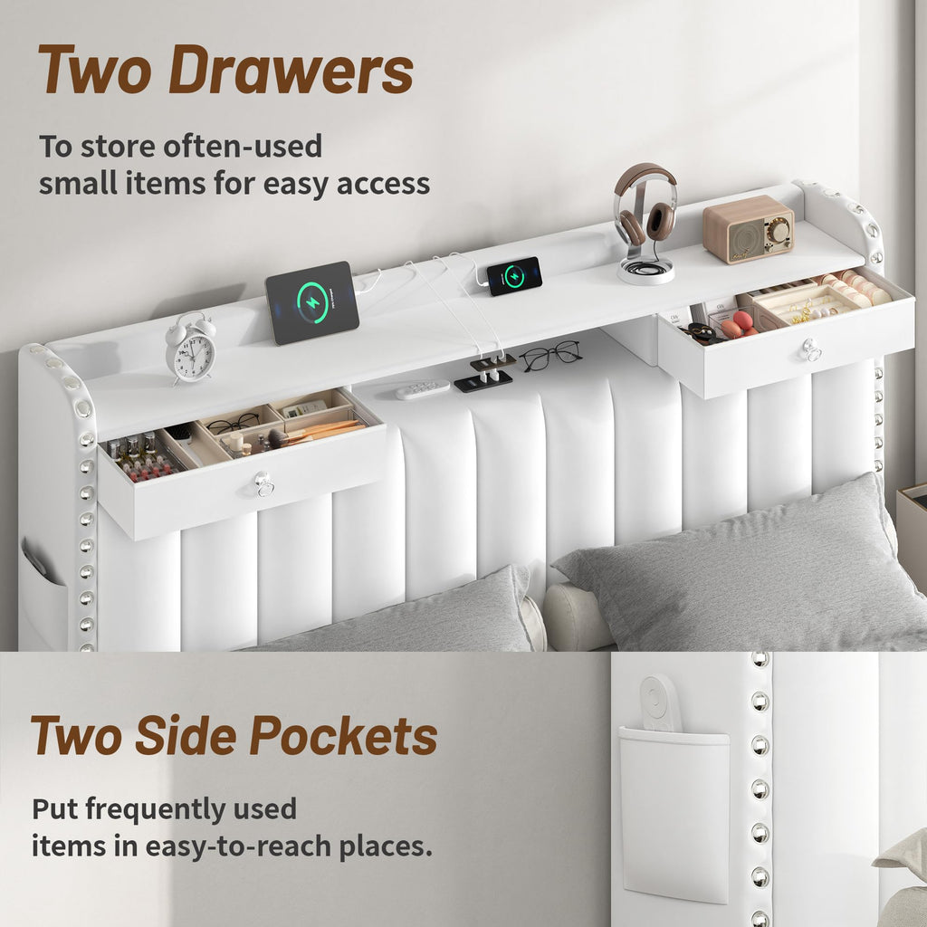 Queen Bed Frame with Storage Headboard and 4 Drawers M780273