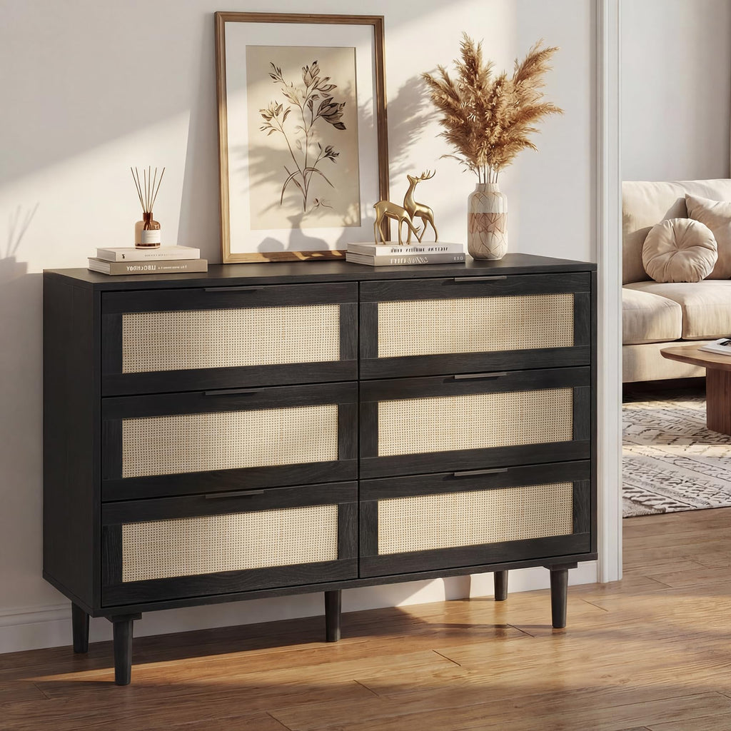 6 Drawer Rattan Wood Dresser N875647