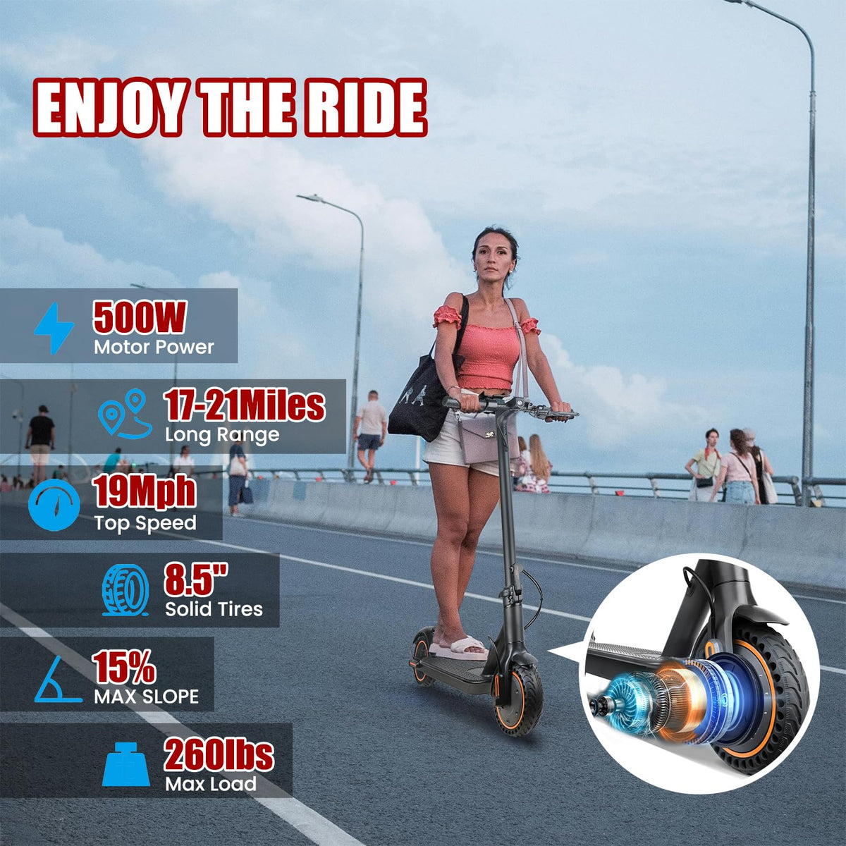 500W Foldable Electric Scooter with Dual Braking System K3309