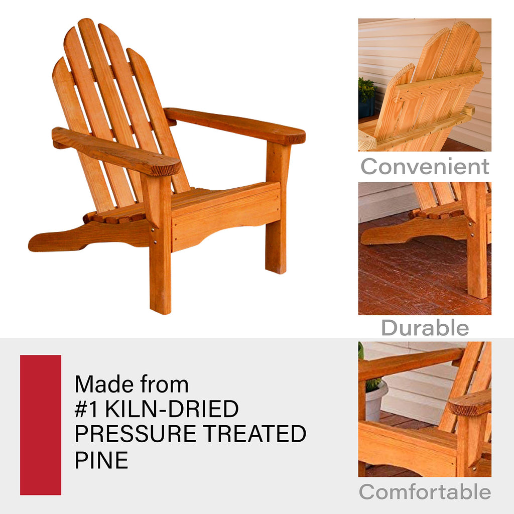 Heavy Duty Adirondack Chair Treated Pine 800 Lb Weight Capacity V1543
