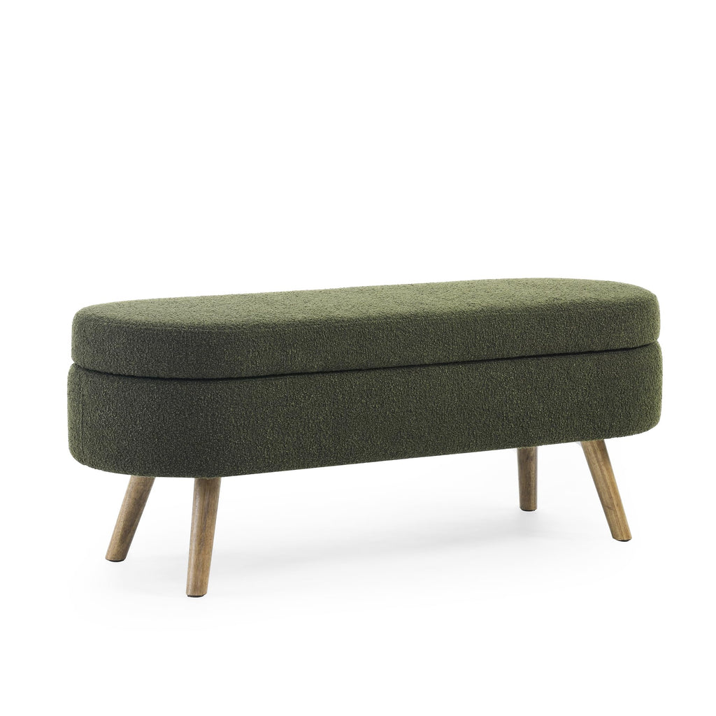 Oval Storage Bench with Rubber Wood Legs, Green M6882