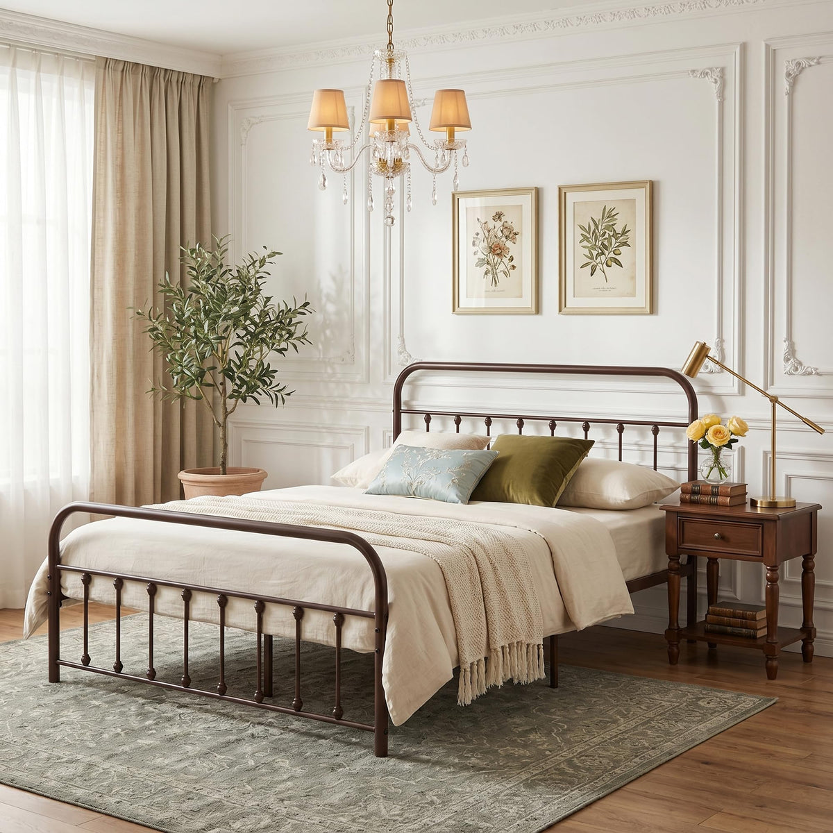 Full Size Metal Bed Frame with Headboard and Footboard Z8046