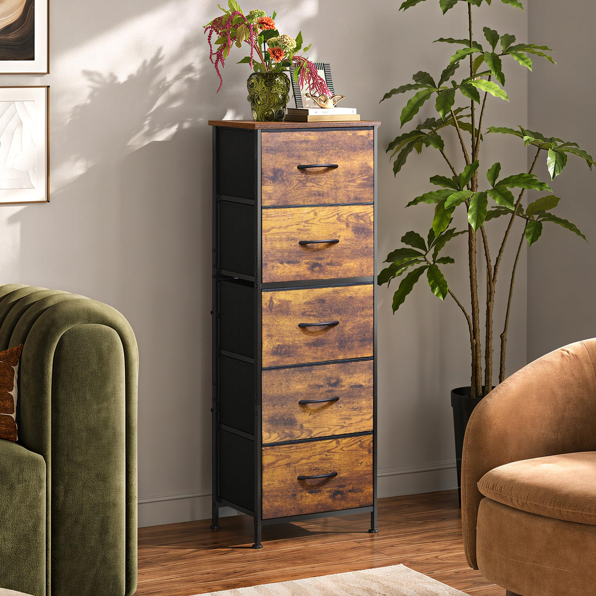 5 Drawer Rustic Brown Dresser H70384