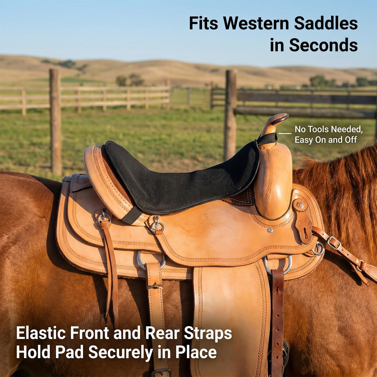 Breathable Shock Absorbing Saddle Seat Cushion with Adjustable Straps W18885
