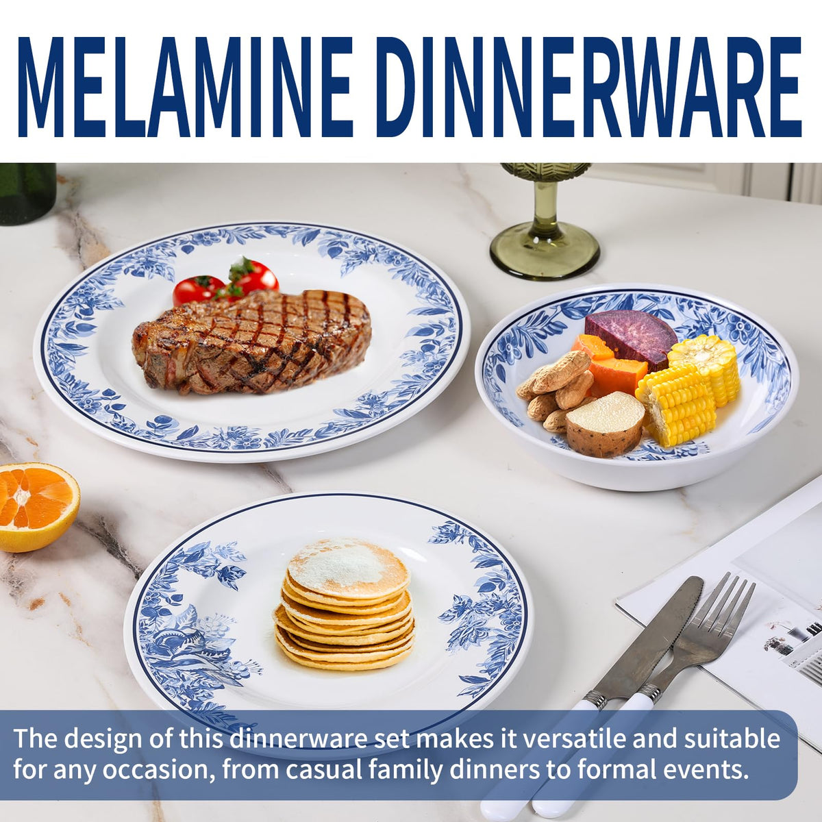 12 Pc Floral Melamine Dinnerware Set E75421