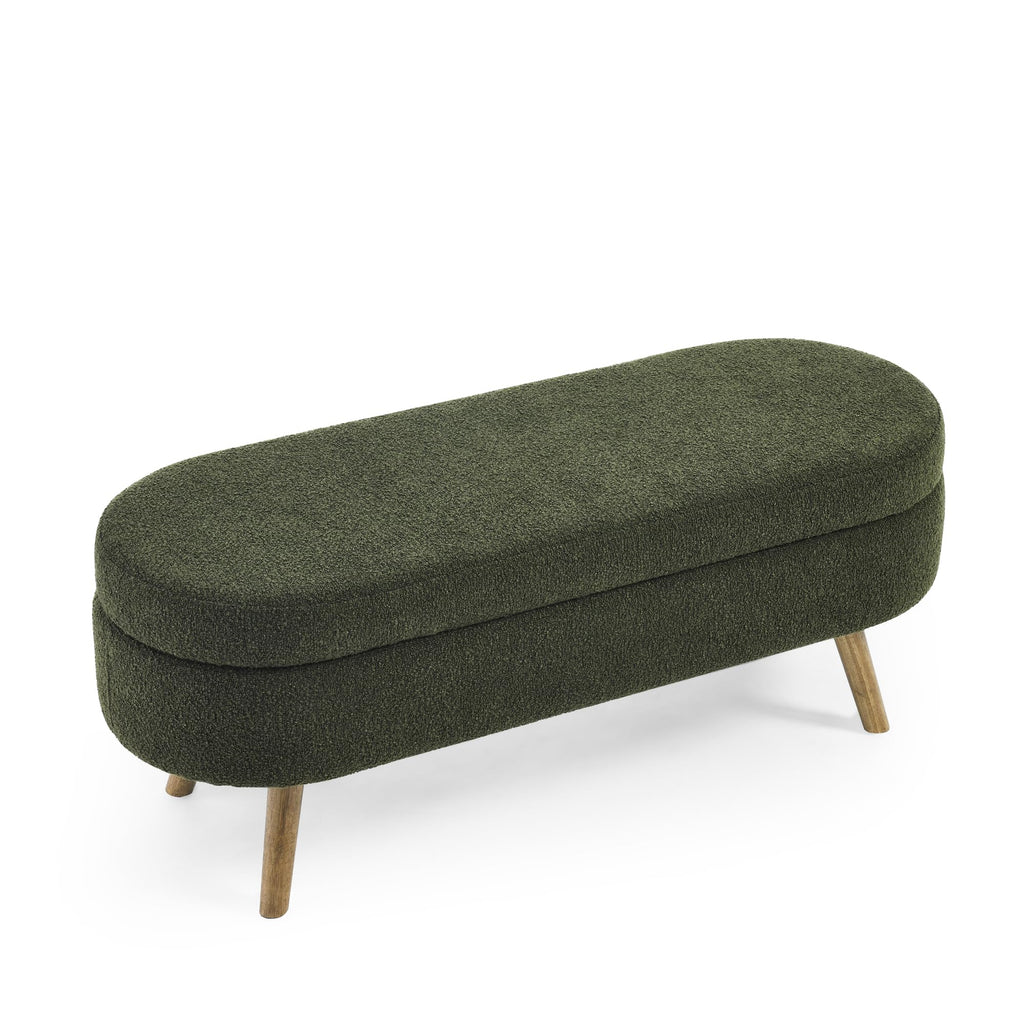 Oval Storage Bench with Rubber Wood Legs, Green M6882