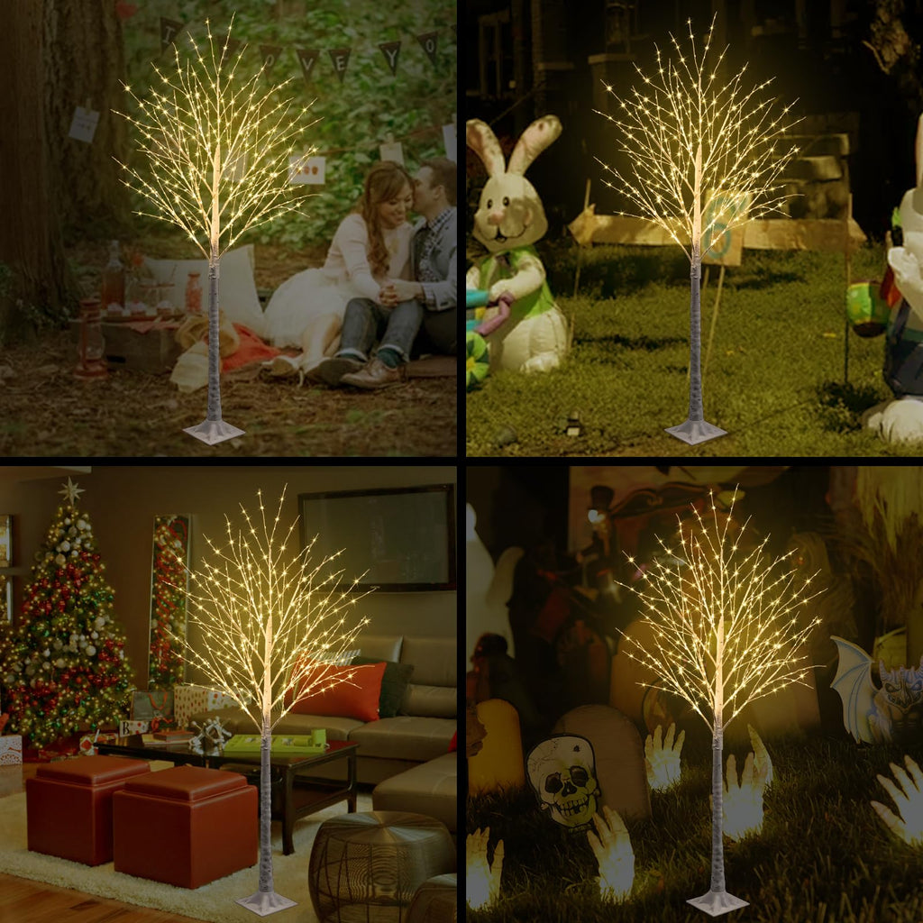 6FT Lighted Birch Tree 500 LED Warm White A81454