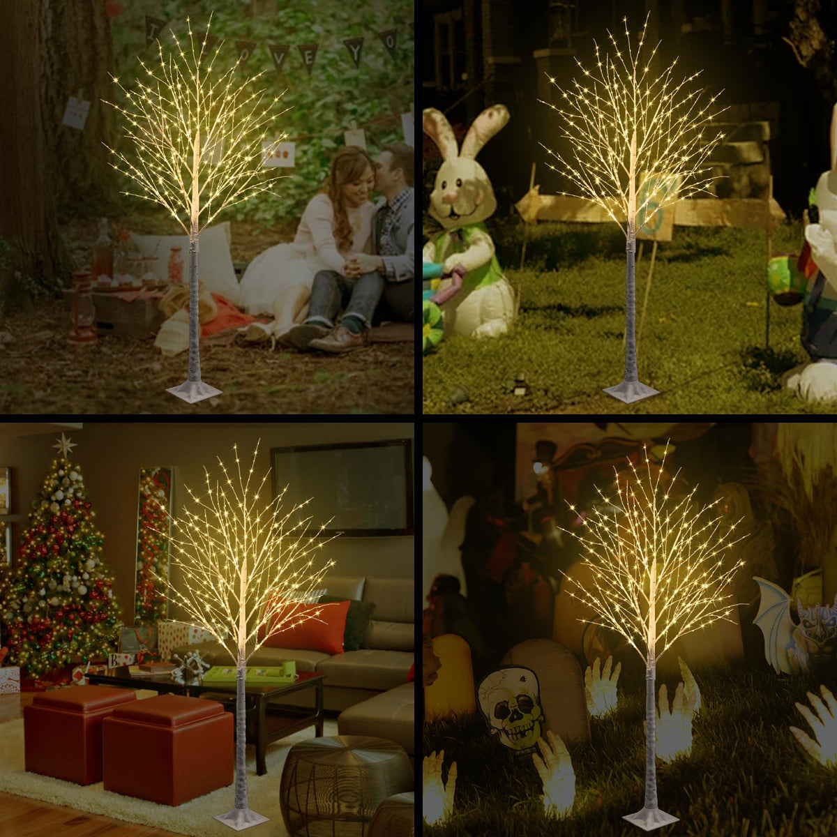 6FT Lighted Birch Tree 500 LED Warm White A81454