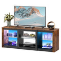 Rustic Brown 58-Inch TV Stand with Adjustable Glass Shelves N5060