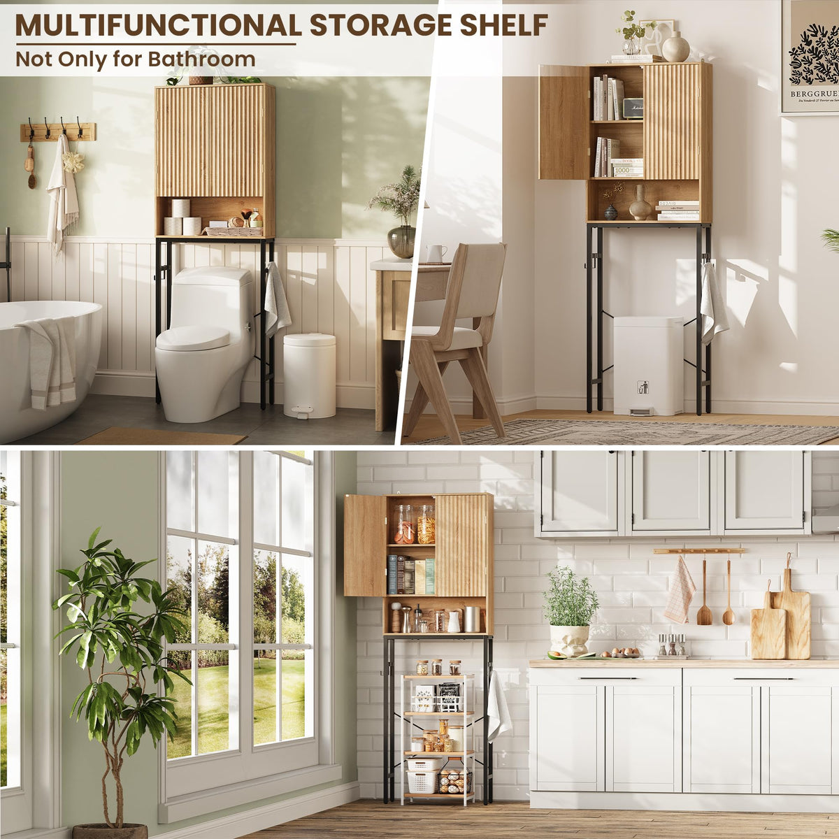 Freestanding Tall Wood Over The Toilet Storage Cabinet F140