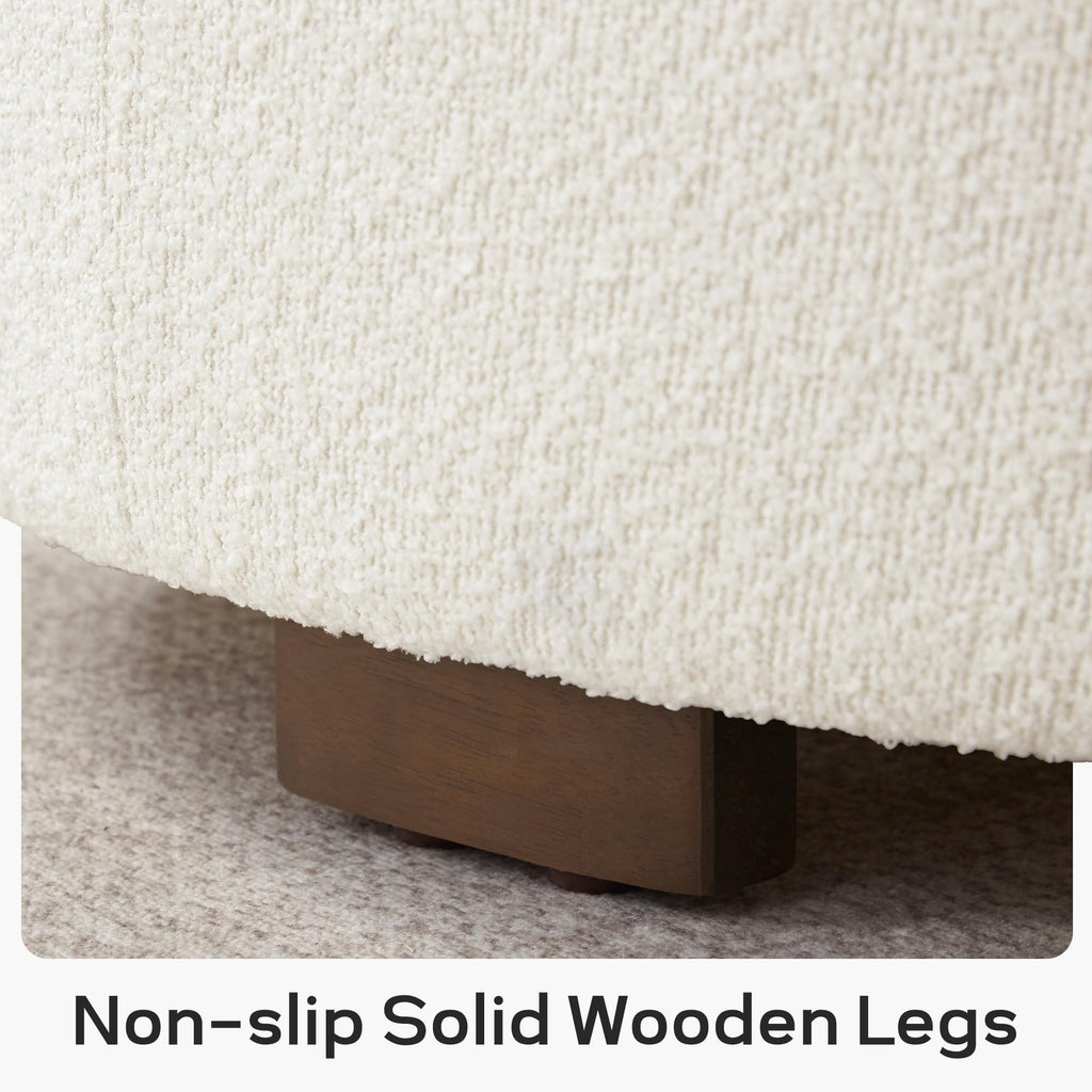 30 Inch Round Boucle Storage Ottoman P401154
