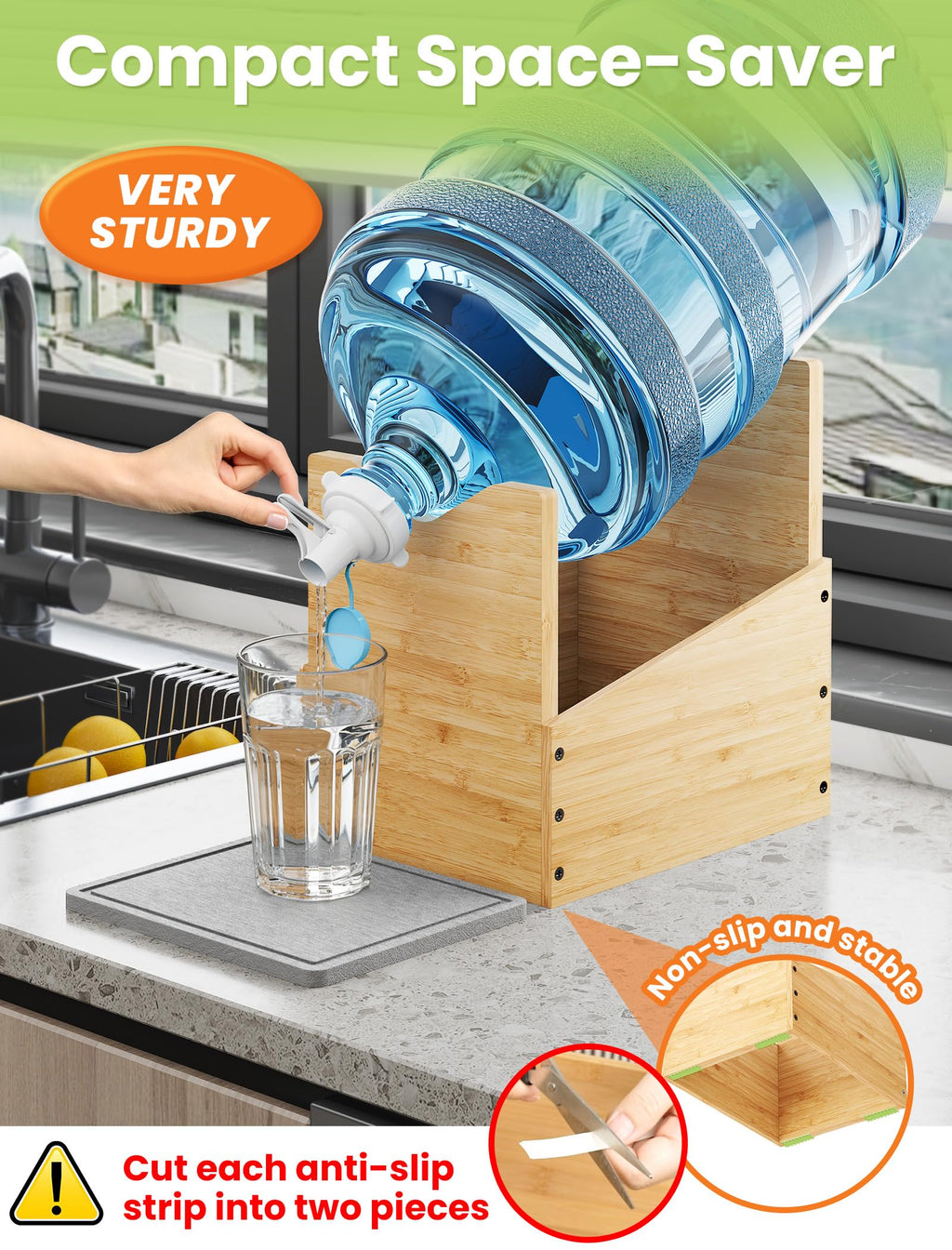 5 Gallon Wood Water Jug Stand with Diatomite P501