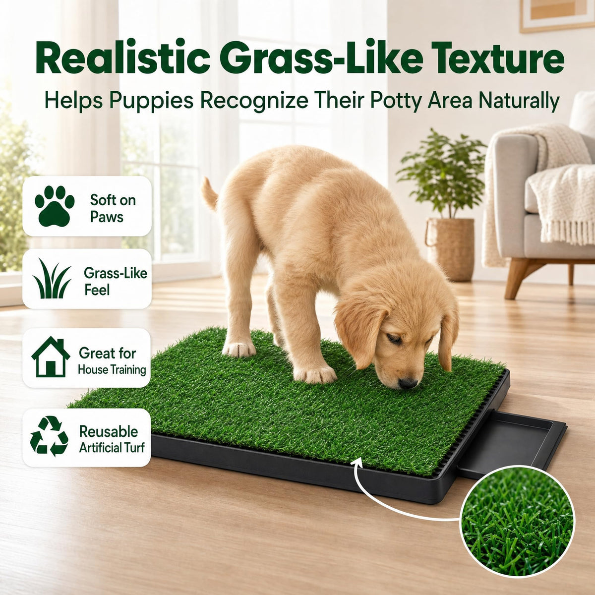 Dog Potty Grass Pads, 2 Pack, 25 x 20 in Turf U943881