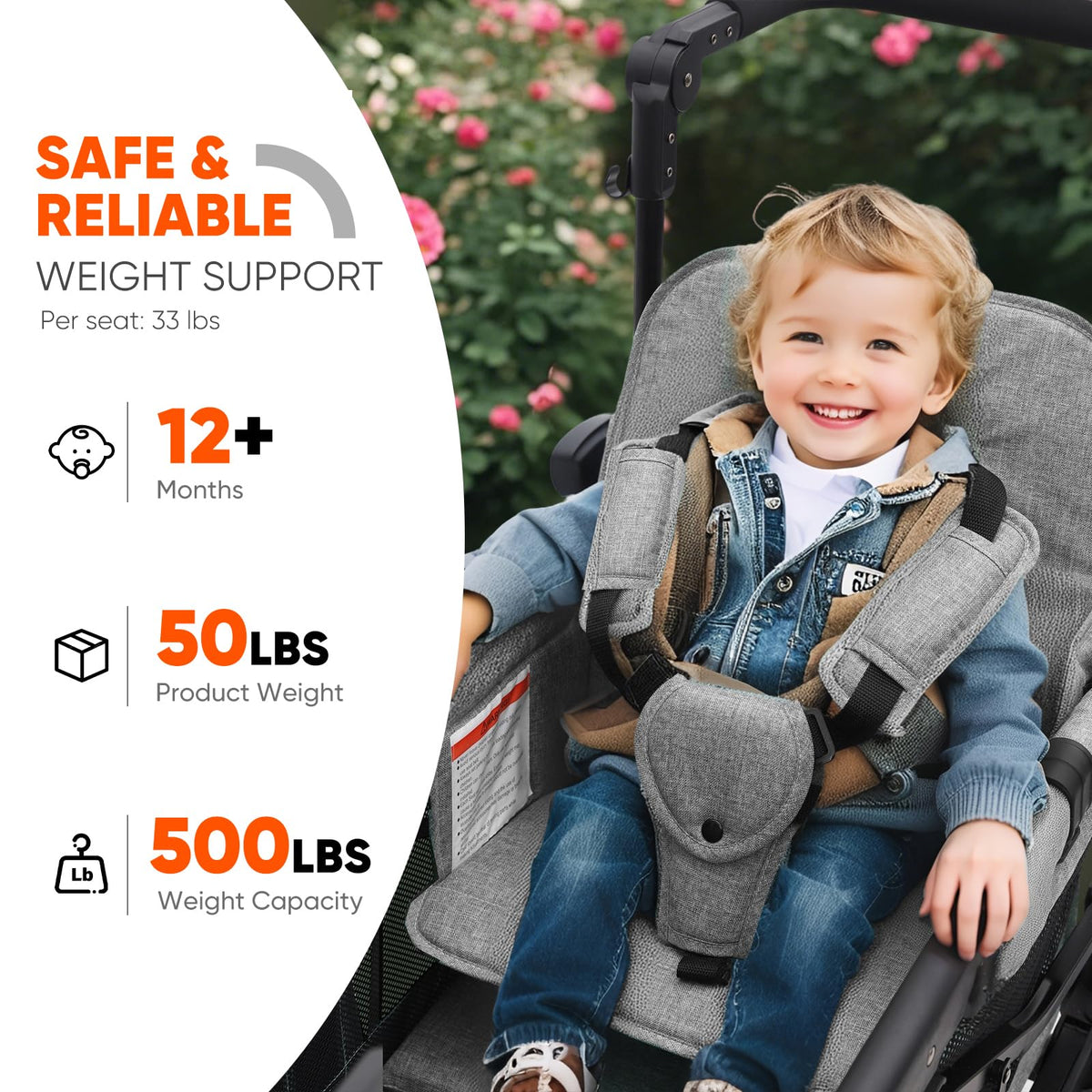 4-in-1 Wagon Stroller with Convertible Seats and Canopy F428331
