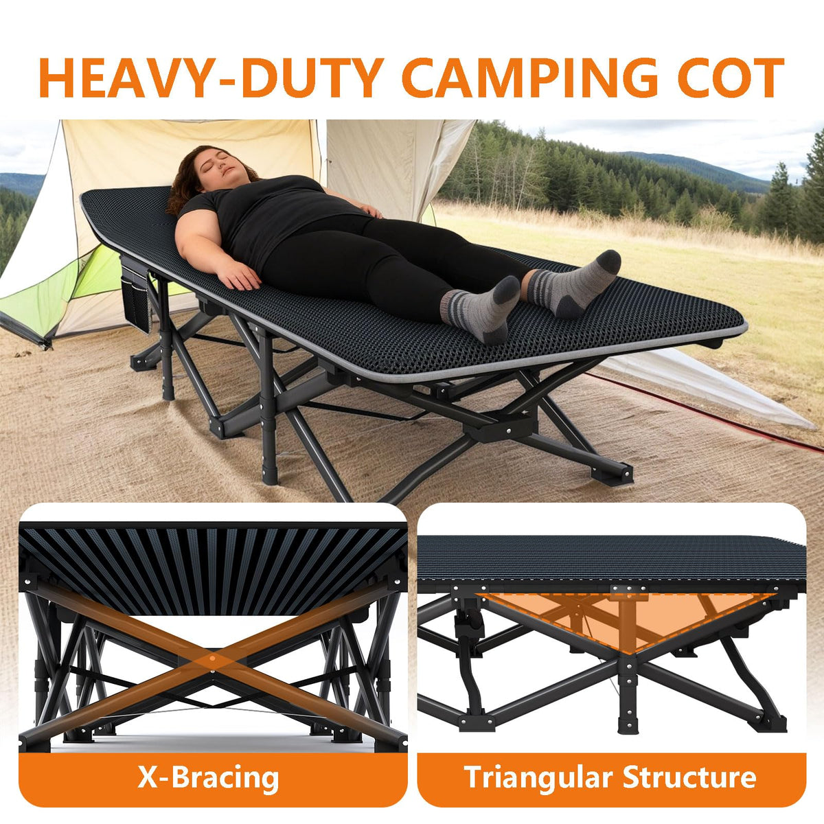 31.5" Wide Camping Cot with Pad Q864346