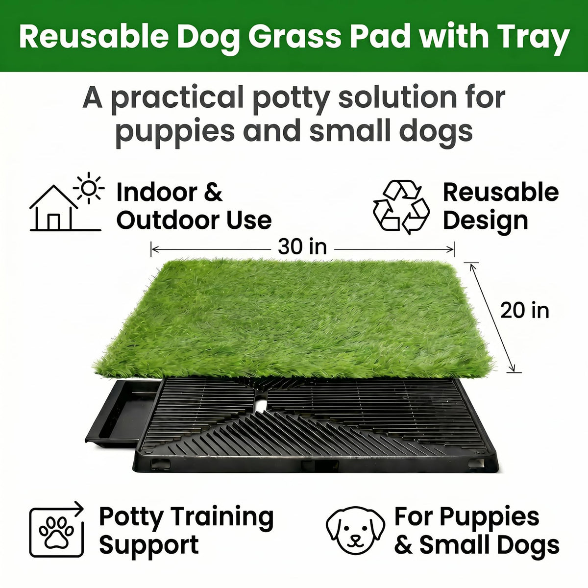 Dog Potty Grass Pads, 2 Pack, 25 x 20 in Turf U943881