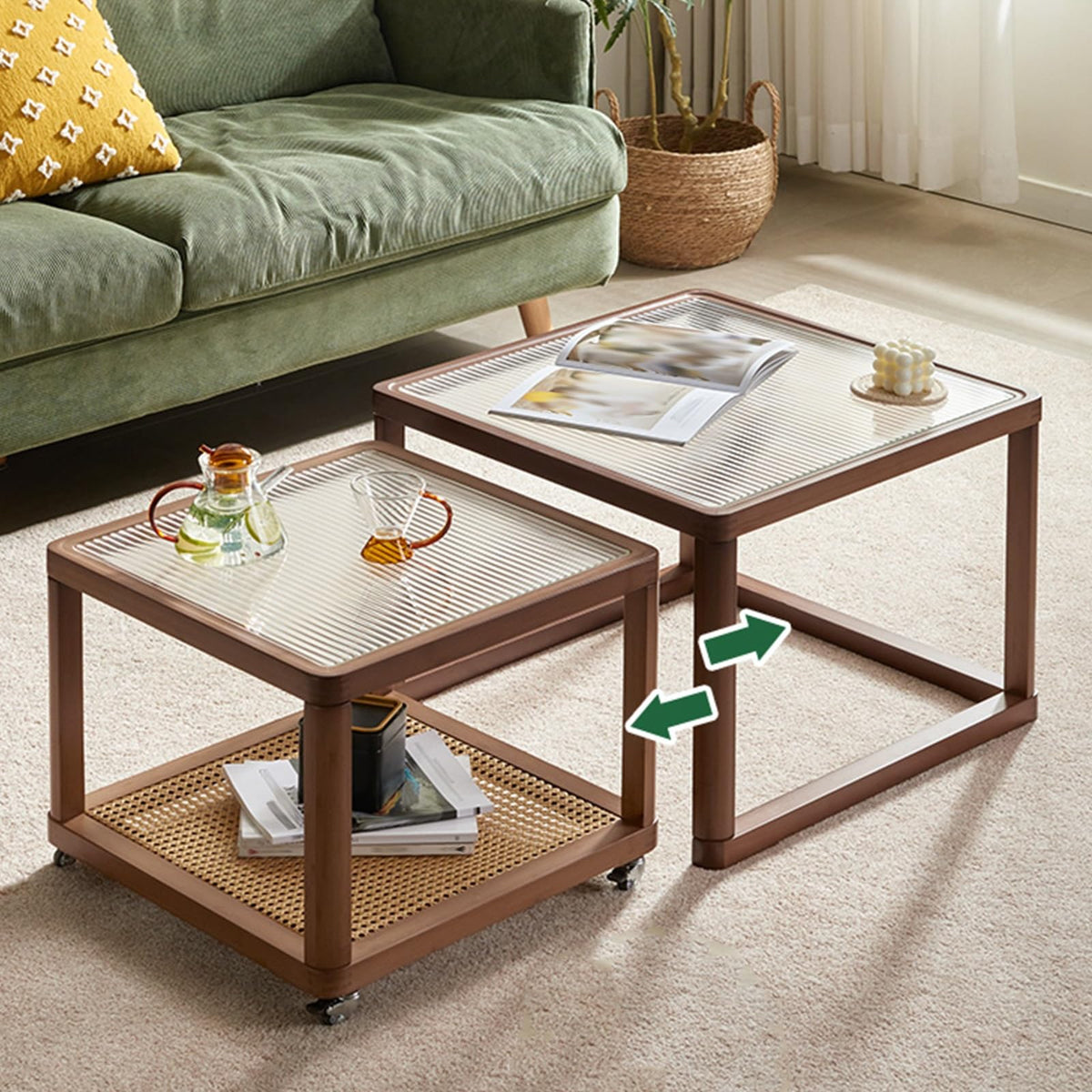 Square Glass Coffee Table Set of 2 I8695