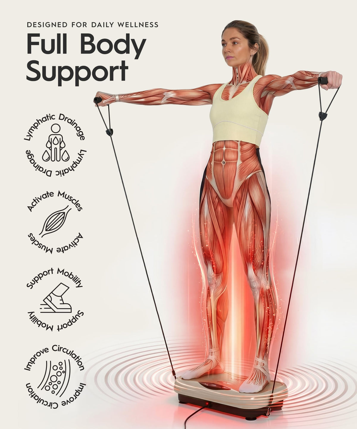 Vibration Plate with Resistance Bands and Remote M973