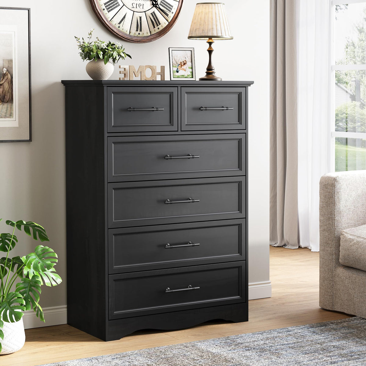 Black 6 Drawer Dresser M89141