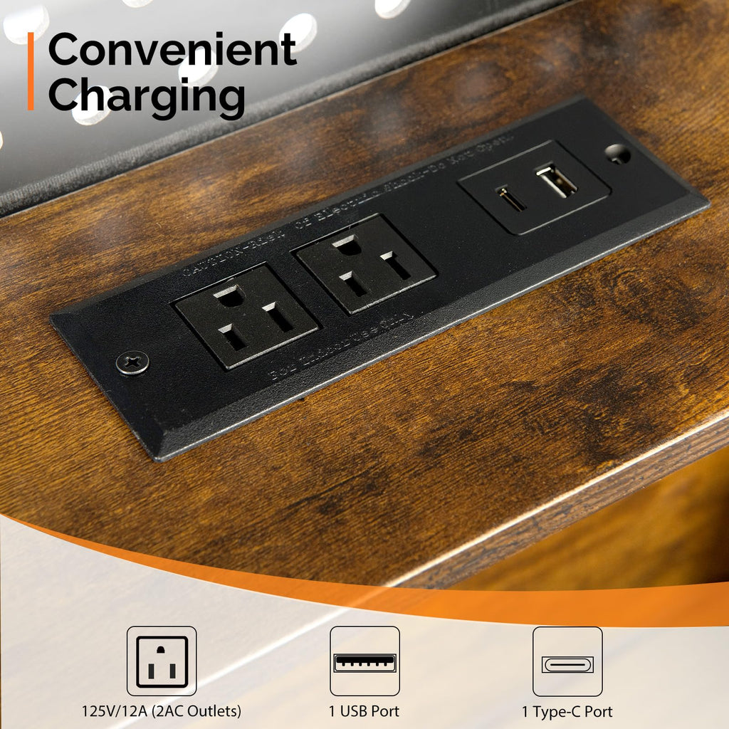 14 Inch Full Floating Bed Frame with USB Charging Station and LED Lights Q118473
