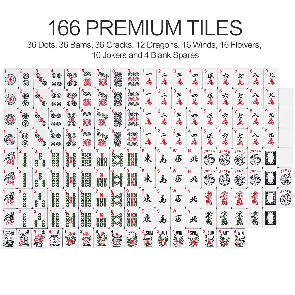 American Mahjong Set with 4 Rack Pushers & Carry Bag Y747953