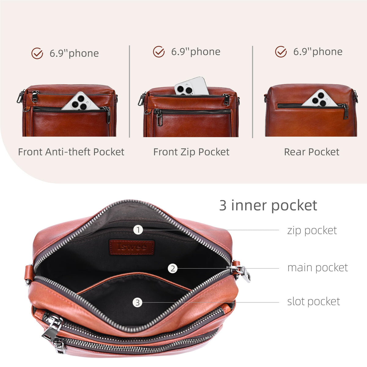 Leather Crossbody Bag K412