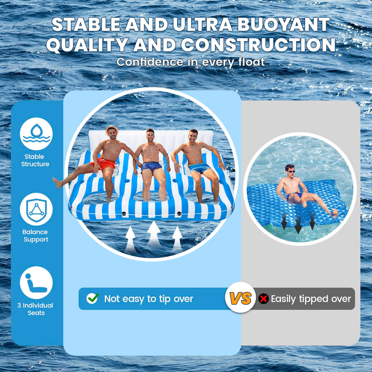 Inflatable Pool Lounger Float with Handles and Cup Phone Holder V91983