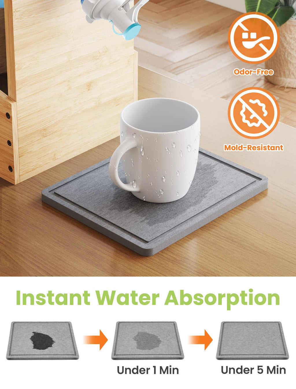 5 Gallon Wood Water Jug Stand with Diatomite P501