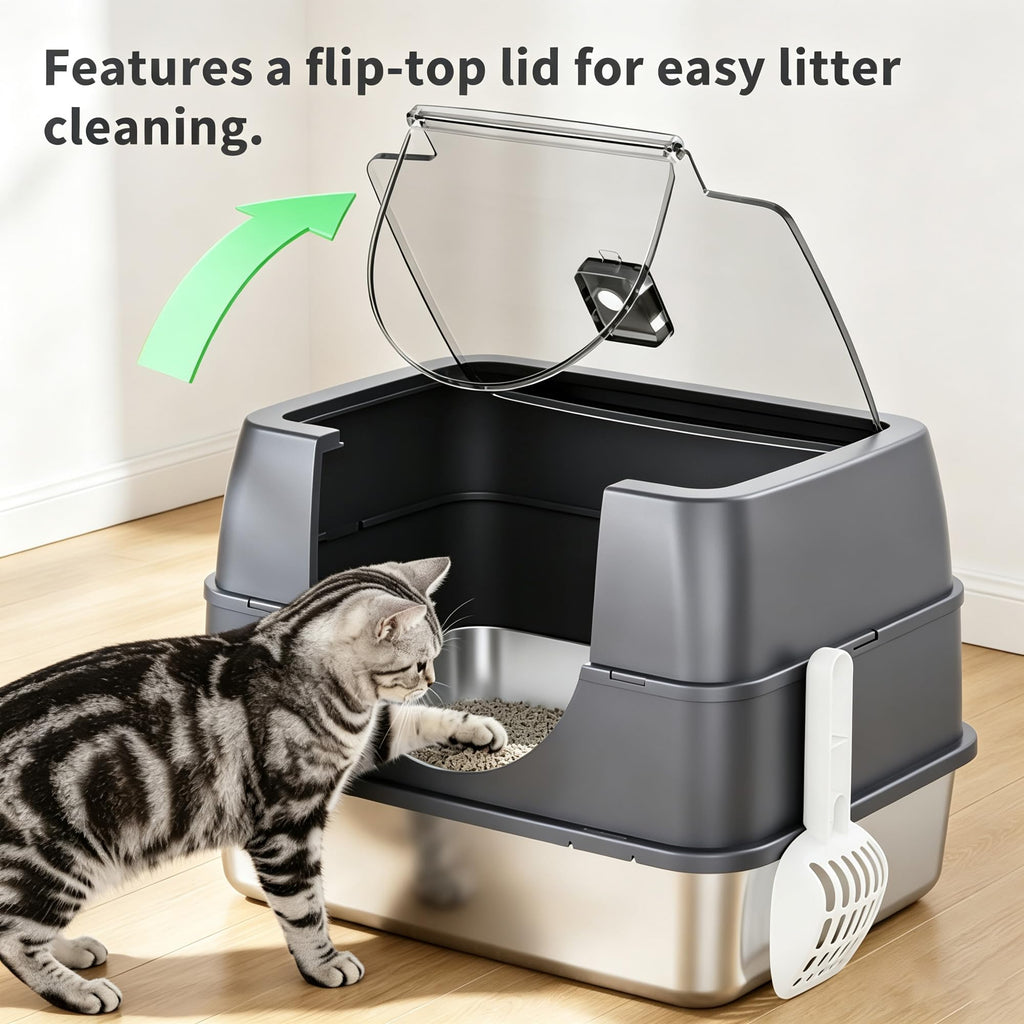 Fully Enclosed Stainless Steel Cat Litter Box G129