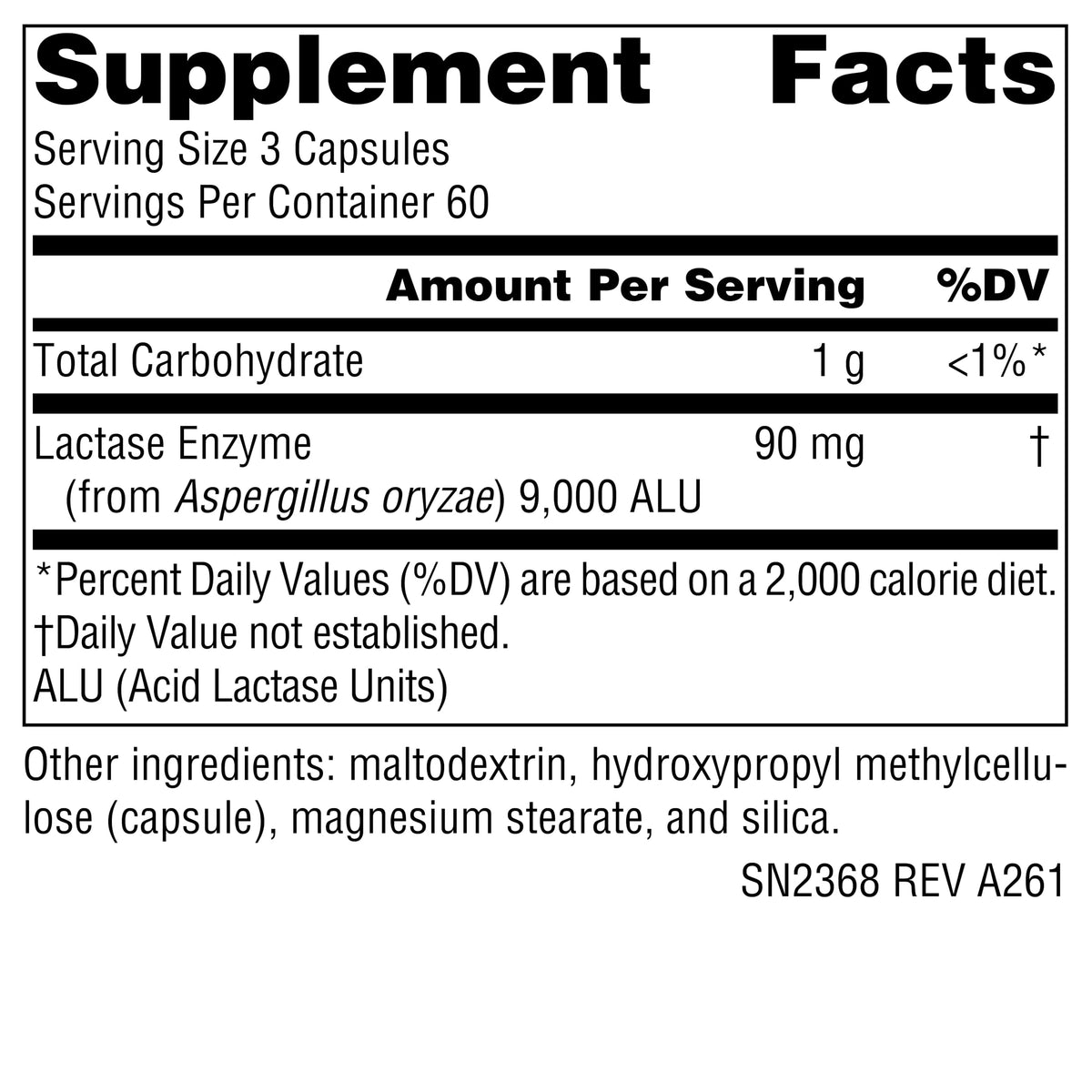 Lactase Digest 180 Vegetarian Capsules K31431