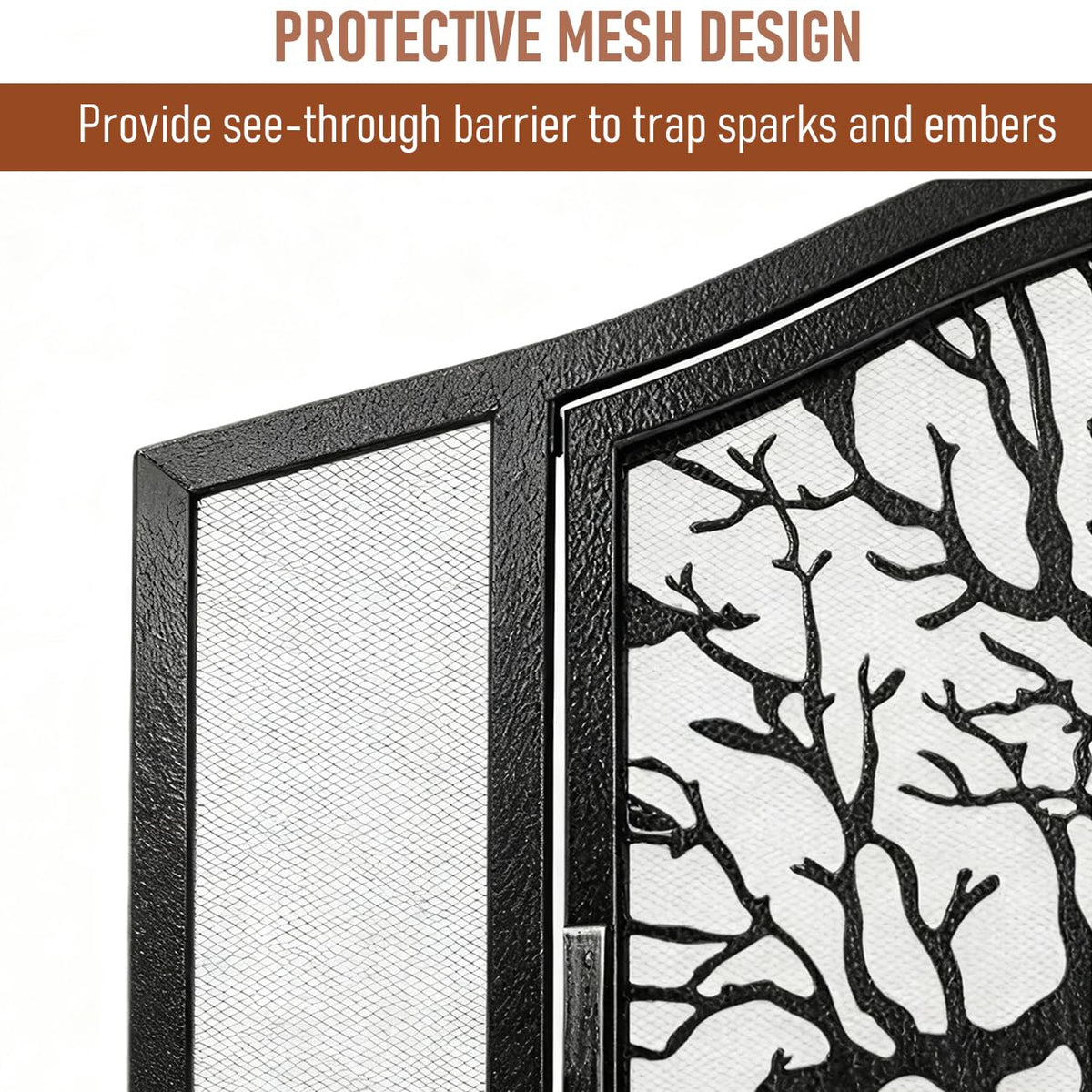 Wrought Iron Fireplace Screen with Locking Doors R856011