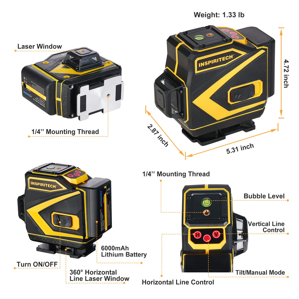 Self Leveling 3x360 Green Beam Laser Level B433472