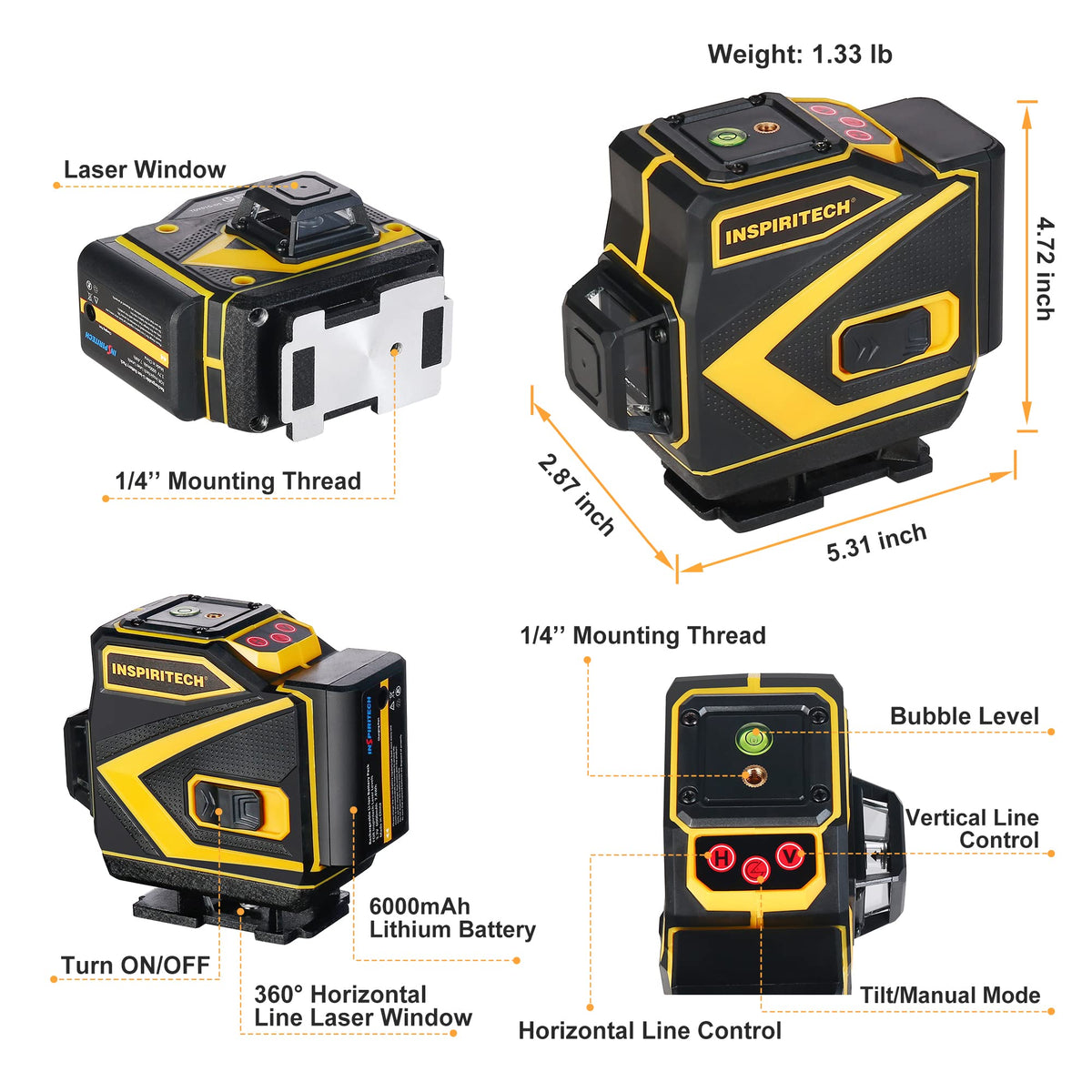 Self Leveling 3x360 Green Beam Laser Level B433472