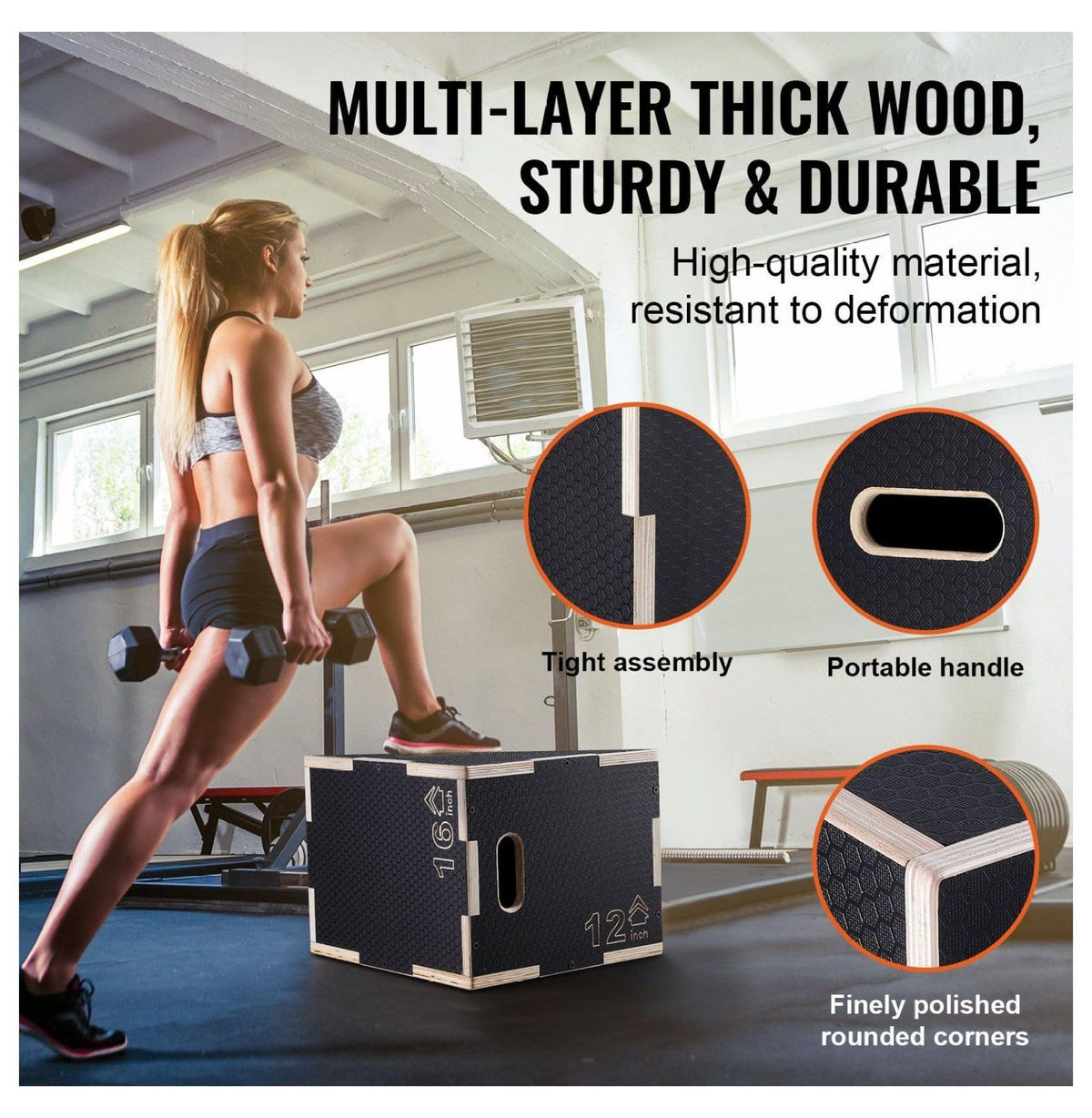 16/14/12 Inch Wooden Plyometric Jump Box C82086