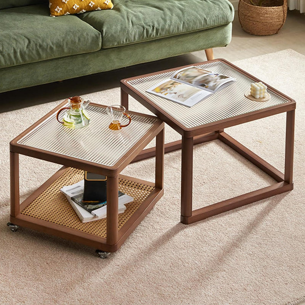 Square Glass Coffee Table Set of 2 I8695