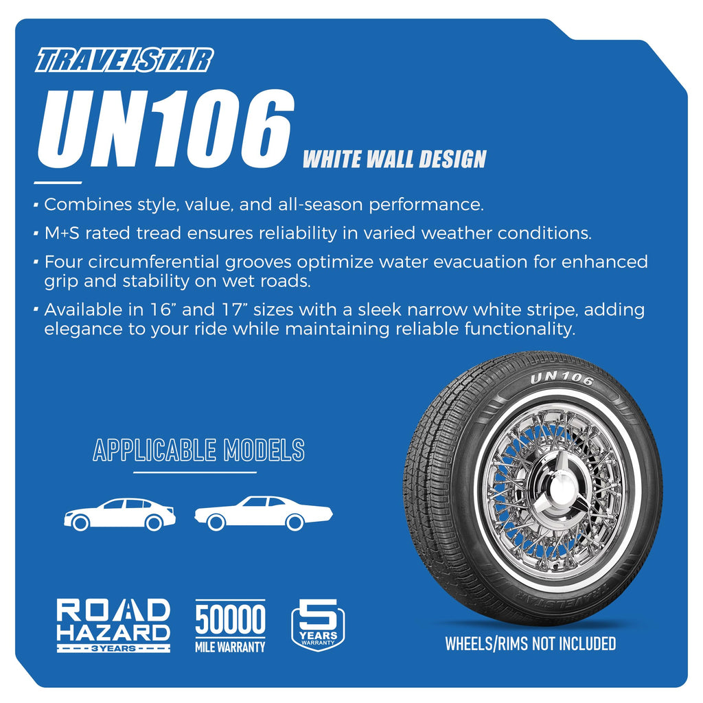 Set of 4 White Wall Radial Tire X989246
