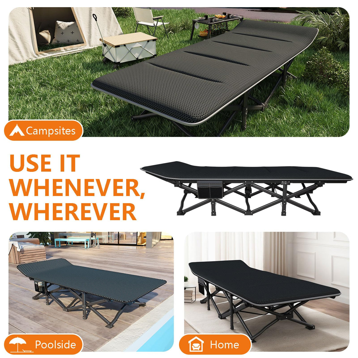 31.5" Wide Camping Cot with Pad Q864346