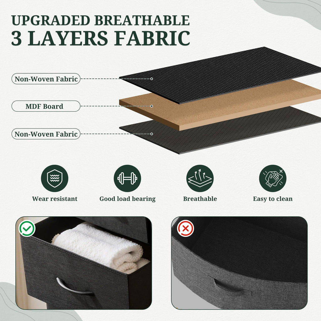 4 Drawer Fabric Storage Dresser with Wooden Top M548