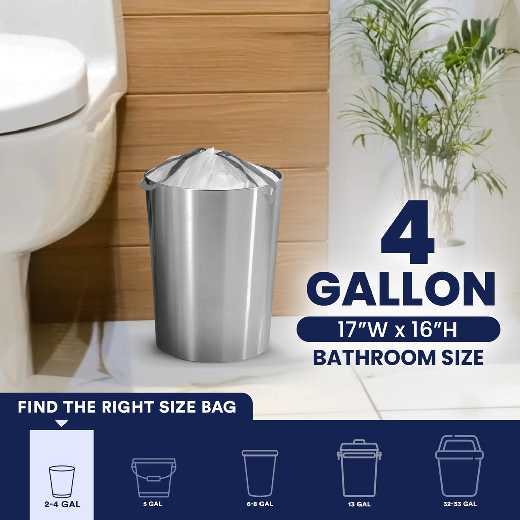 4 Gallon White Drawstring Trash Bags, 200 Count L418