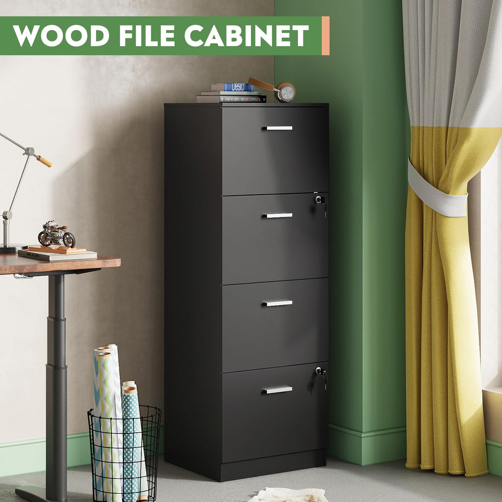 4 Drawer Wood File Cabinet with Lock O44089