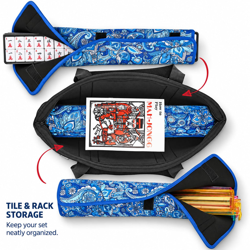 American Mahjong Set with 4 Rack Pushers & Carry Bag Y747953