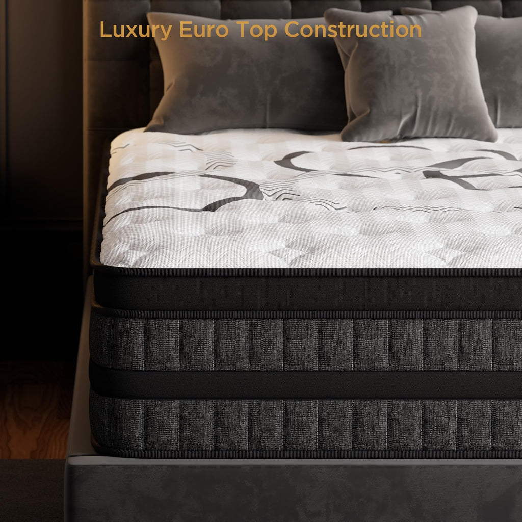 Queen 12 Inch Hybrid Euro Top Medium Firm Mattress R382