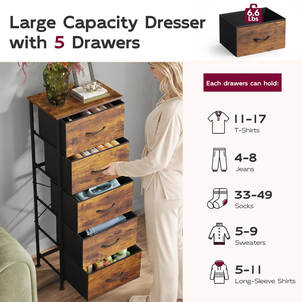 5 Drawer Rustic Brown Dresser H70384