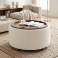 30 Inch Round Boucle Storage Ottoman P401154