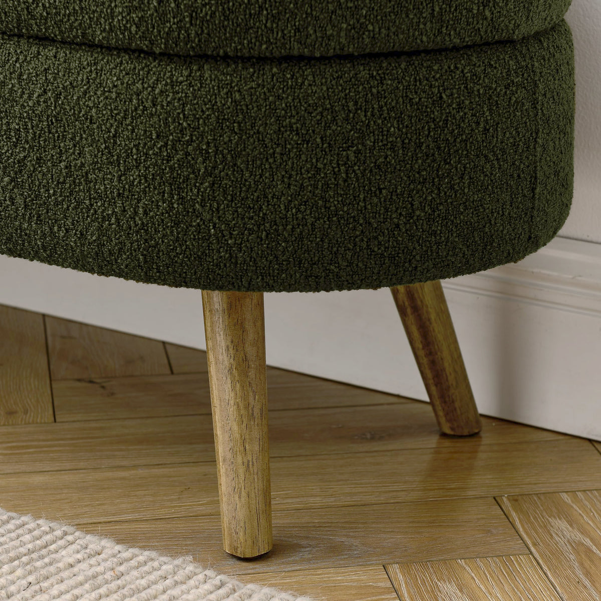 Oval Storage Bench with Rubber Wood Legs, Green M6882