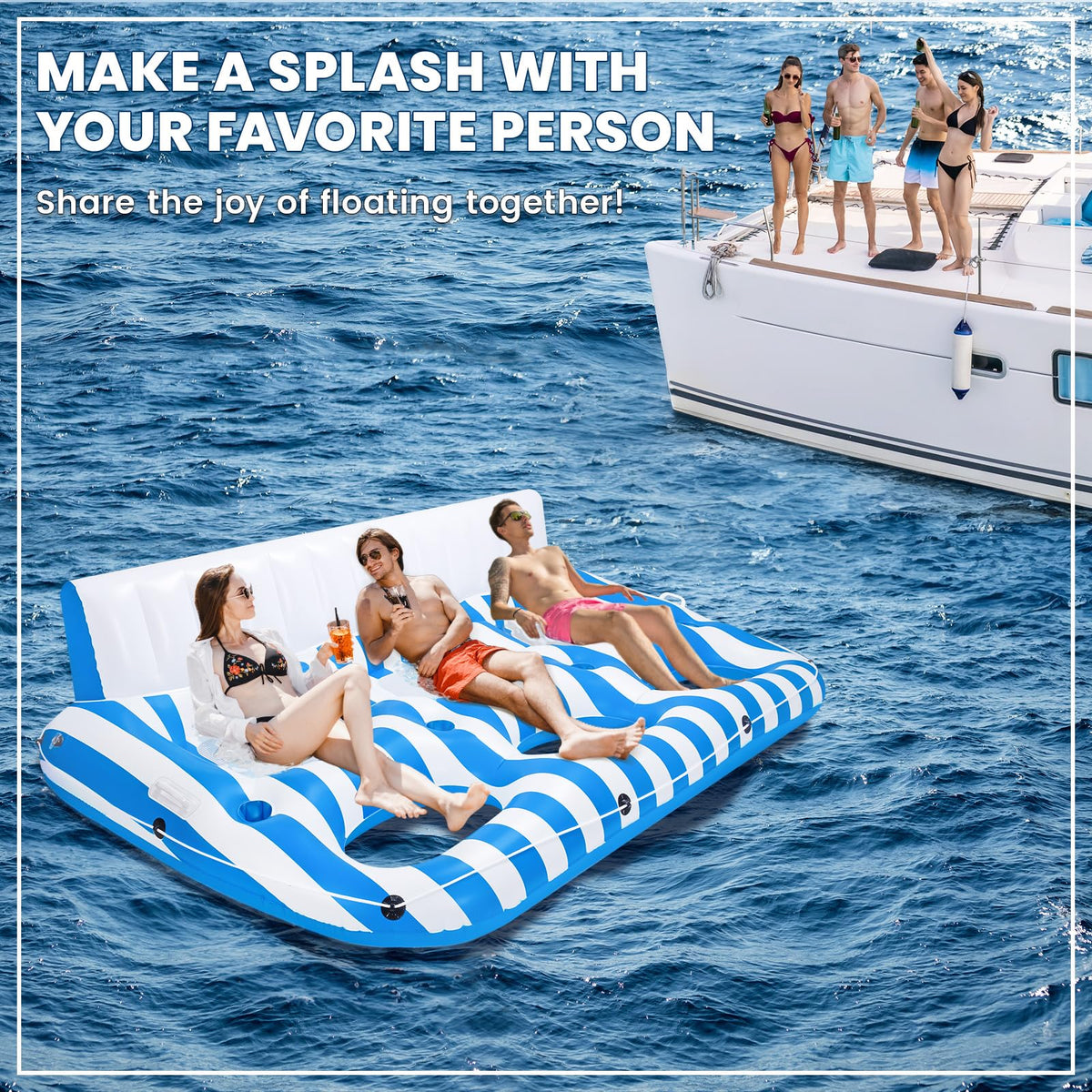 Inflatable Pool Lounger Float with Handles and Cup Phone Holder V91983