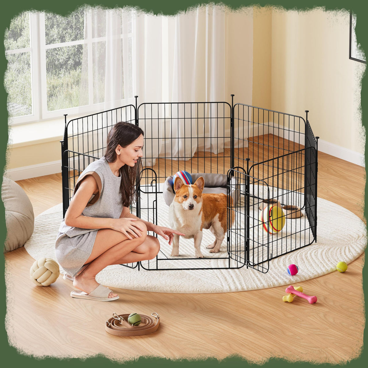 24in 8-Panel Expandable Dog Playpen U37438