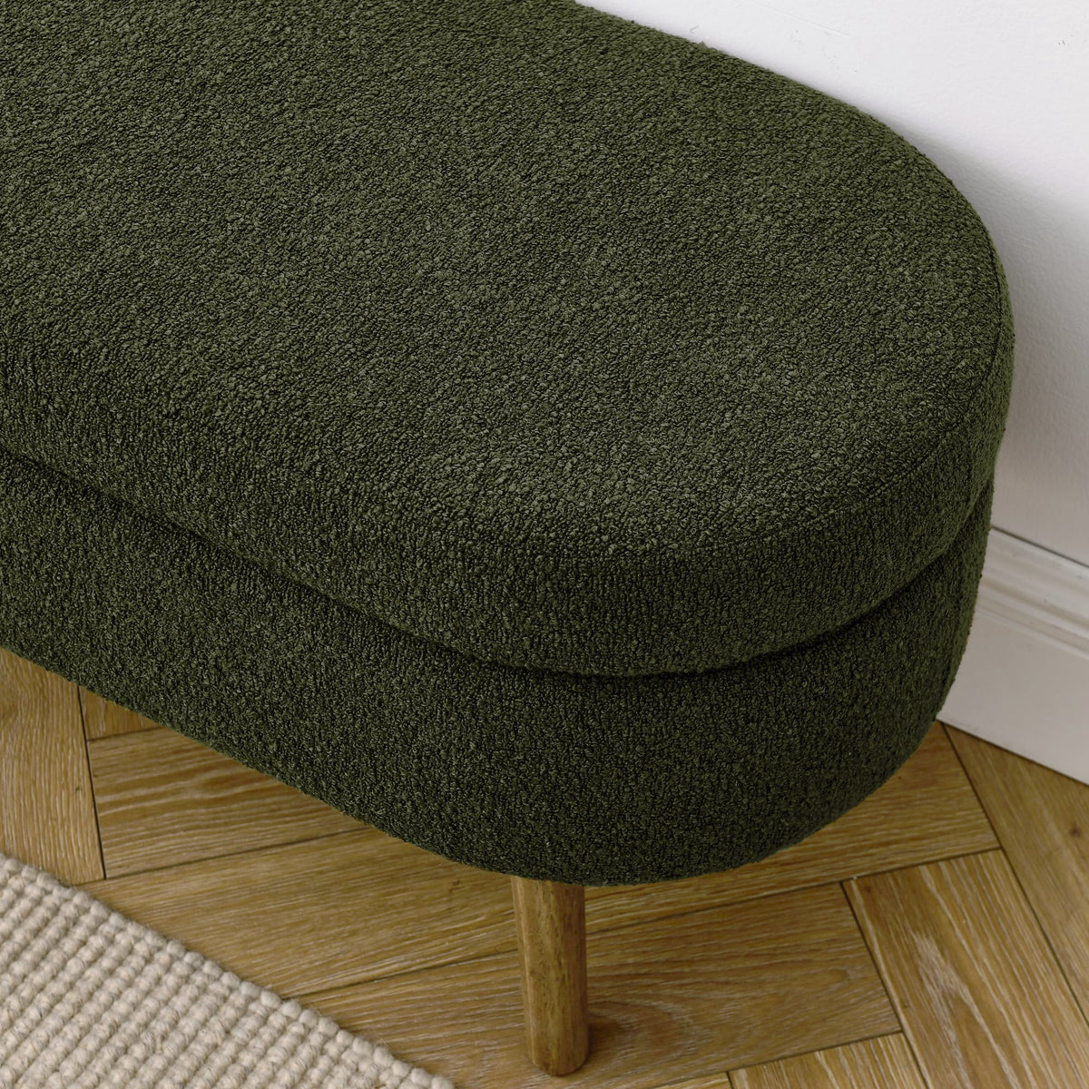 Oval Storage Bench with Rubber Wood Legs, Green M6882