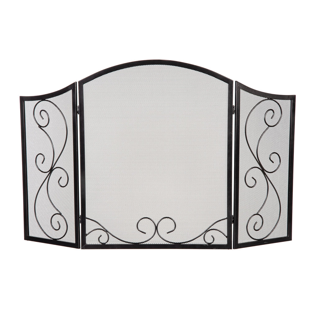 Black Metal Fireplace Screen 3 Panel S600